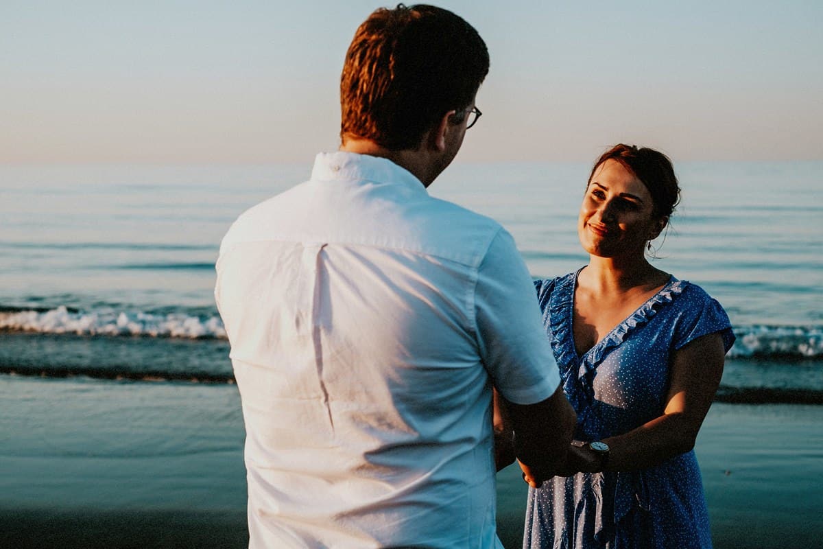Julita and John's engagement shoot on the beach in Druridge Bay by north east wedding photographer Andy Turner