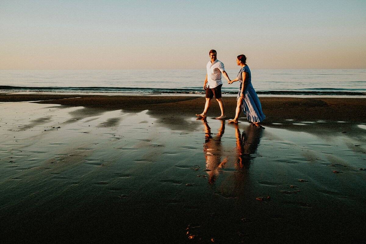 Julita and John's engagement shoot on the beach in Druridge Bay by north east wedding photographer Andy Turner