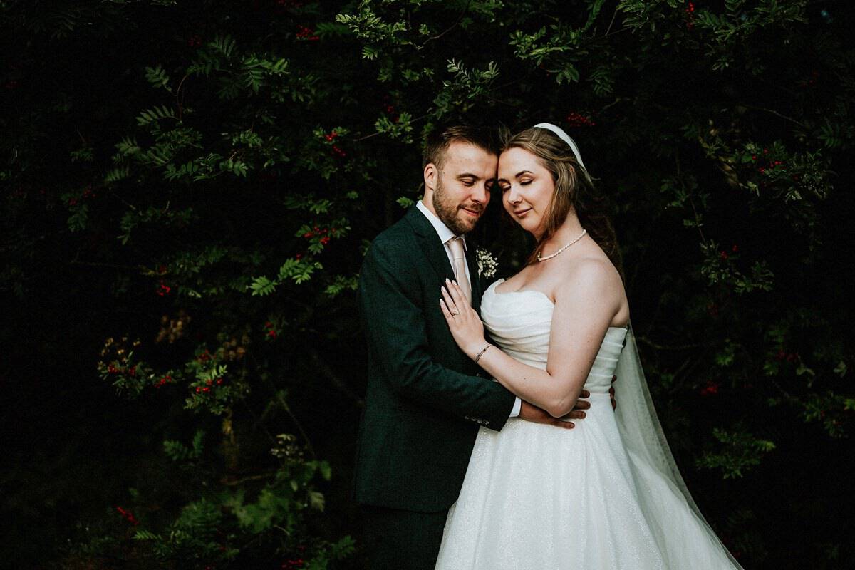 Portrait of Stephanie and Kurt at their Dalton Old Pump House wedding